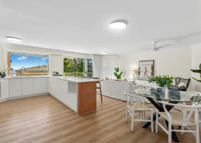 Completed apartment renovation with modern kitchen at Gold Coast Highway Palm Beach