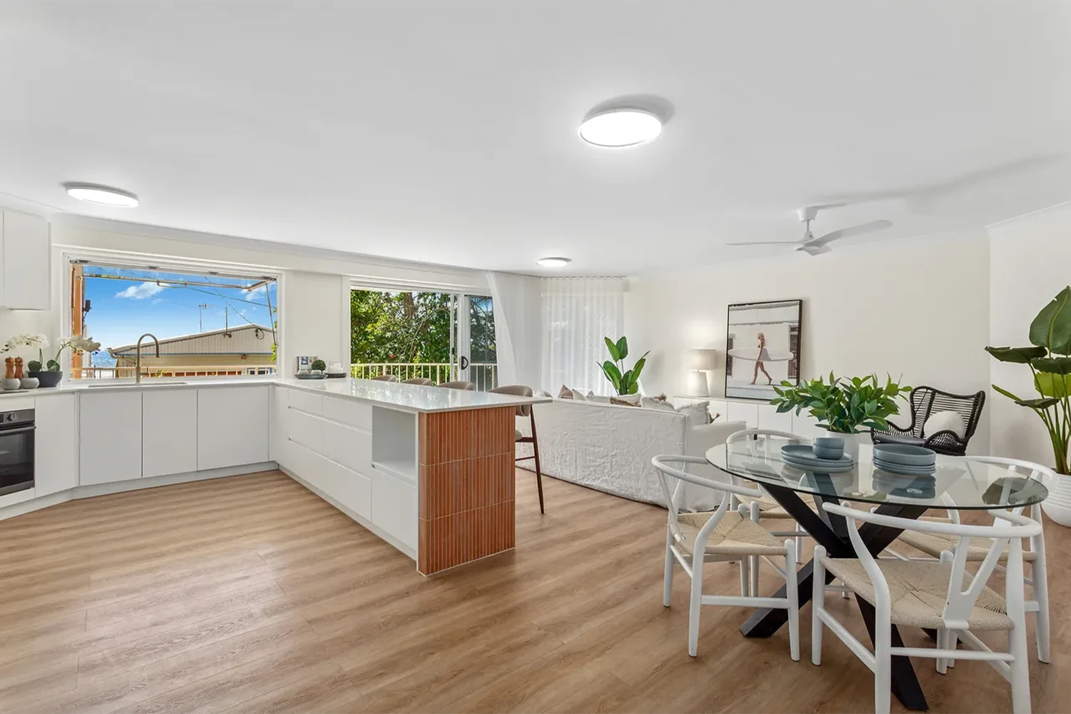 Completed apartment renovation with modern kitchen at Gold Coast Highway Palm Beach