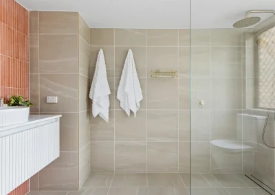 Modern renovated apartment bathroom at Gold Coast Highway Palm Beach