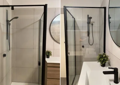 Completed bathroom renovation with modern vanity at Fifth Avenue Palm Beach